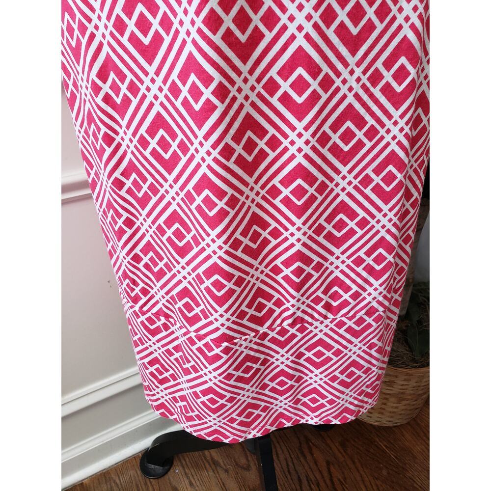 JM Collection Shift Dress Womens XL Pink White Geometric Round Neck Pullover - Picture 9 of 11